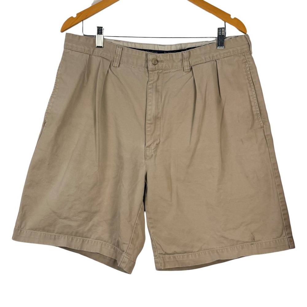 Vintage Polo Ralph Lauren Chino Shorts Mens 36 Tan Pleated Cotton Khaki 8 Inseam